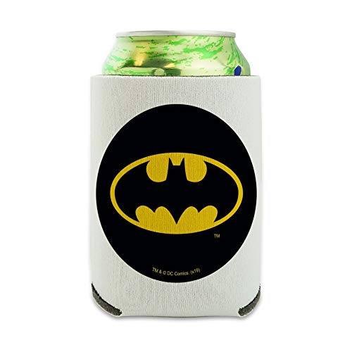 Batman Classic Bat Shield Logo Can Cooler - Drink Sleeve Hugger Collapsible Insulator - Beverage Insulated Holder