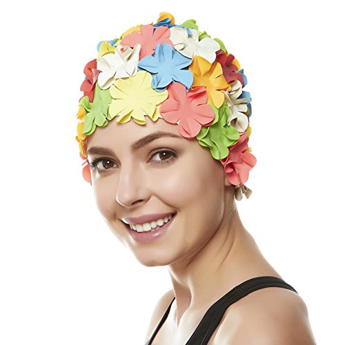 Beemo Floral Petal Ladies Bathing Swim Cap - Multi Color #TOP3