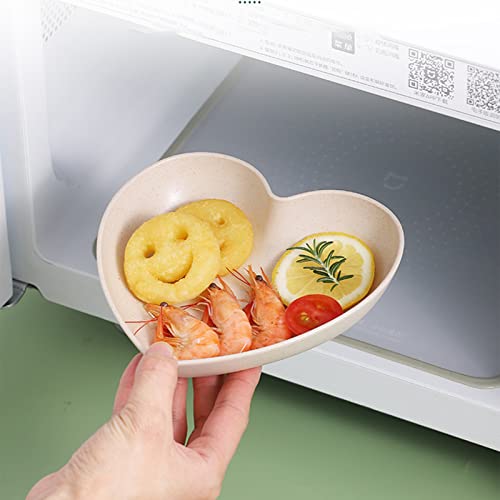 5 Pack 6 Inch Heart Shape Mini Dipping Sauces Bowls, Unbreakable Wheat Straw Small Snack Dessert Dishes, Salad Plates For Sushi Side Dish Fruit Appetizer Cake, Purple #TOP3