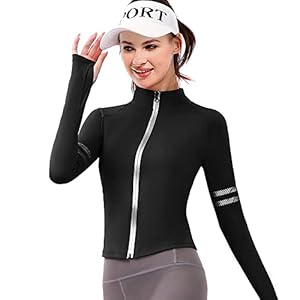 WQEPYY Womens Gym Tops Long Sleeve Sports T-Shirt Fitness Workout Yoga Crop Tops Ladies Running Tee Shirts Half Zip Breathable Activewear with Thumb Holes