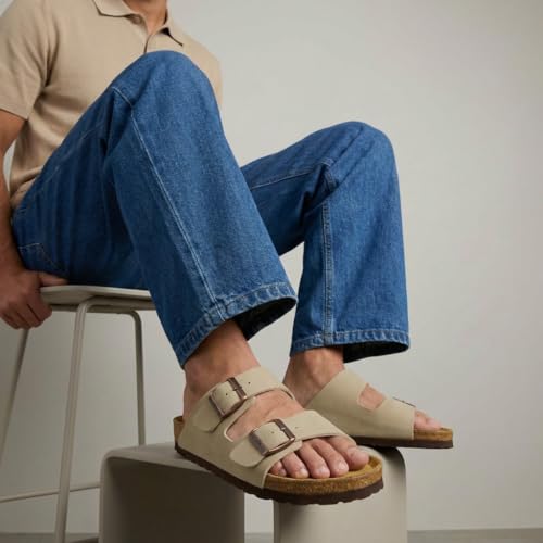 Image of CUSHIONAIRE Lane Cork Footbed Mens Sandals, Adjustable Buckle Comfort Slides for Men, Genuine Leather Insole Summer Sandals Men Footwear