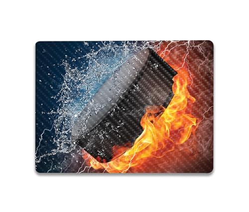 Image of MightySkins Carbon Fiber Skin Compatible with Microsoft Surface Laptop Go 3 (2023) Full Wrap Kit - Hockey Fire | Protective, Durable Textured Carbon Fiber Finish | Made in The USA