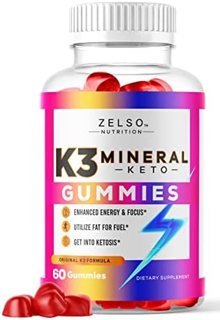 ZELSO K3 Mineral Keto Gummies Nutrition, The Original K3 Keto ACV Formula Pills Now in Gummy, Advanced Vitamins Plus Multivitamin, Men & Women Emily, 30 Day Supply