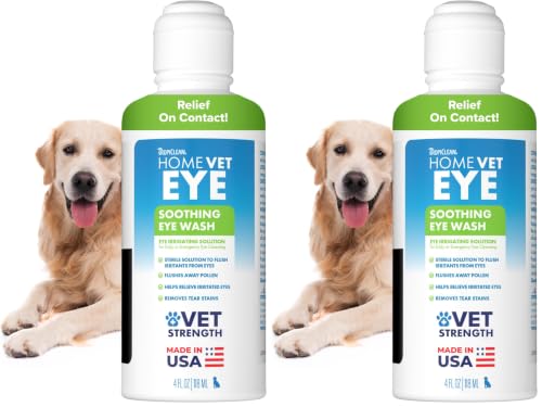 TropiClean HomeVet Dog Eye Drops, Soothing Eye Wash for Allergy and Debris Relief, Safe for Cats, USA Made, 4 oz (Pack of 2)