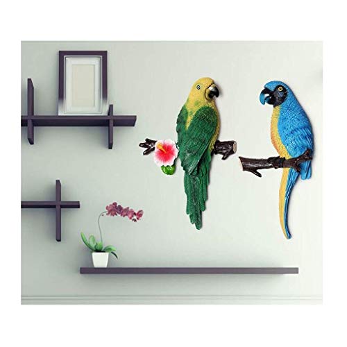 Sculpture Three-Dimensional Parrot Wall Decoration Creative Home Pendant Living Room Background Wall Decorations Resin Wall Wall Decoration Statues (Color: Combination) Novelty Gift #TOP4