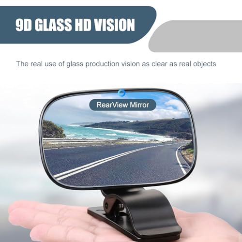 Image of 1 PC Car Sun Visor Child Observation Mirror, 3.5 inch x 2.2 inch HD Glass 360 Degree Adjustable Curved Large View Mirror, Multi-function Clip-on Makeup Mirror, Universal for Most Cars (Black)