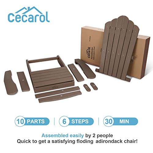 Cecarol Folding Adirondack Chair, Weather Resistant Poly Lumber Patio Chair, Lawn Chair, Outdoor Adirondack Chair For Fire Pit, Deck Garden,Backyard Deck, Coffee-Tfc4 #TOP4