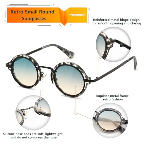 Image of FEISEDY Retro Small Round Sunglasses for Men Women Classic Vintage Hippie Circle Style UV Protection B0208