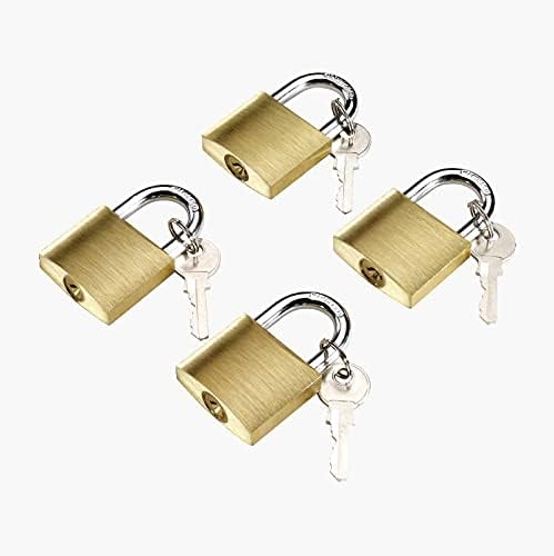 Hookcart Small Brass Polished Lock and Key (Gold) - Set of 4