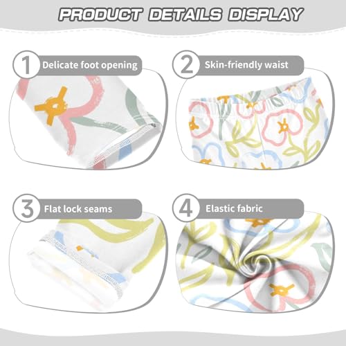 Sketch Flower Girls Leggings,Workout Leggings for Girls Toddler Athletic Leggings Size for 3-10T3