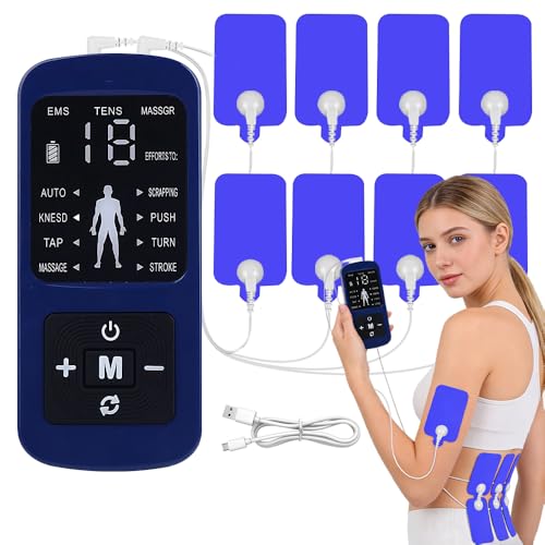 AVCXEC Tens Gerät Schmerztherapie mit 8 Patches, Hat 8 Massagemodi, Perioden Simulator für Männer, Wehen Simulator für Männer, Periodensimulator für Schmerzlinderung Muskelaufbau Muskelumschulung