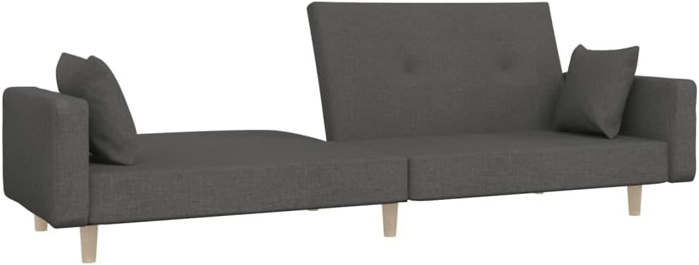 Sofa Bed Dark Grey Fabric (100% Polyester) Living Room Furniture
