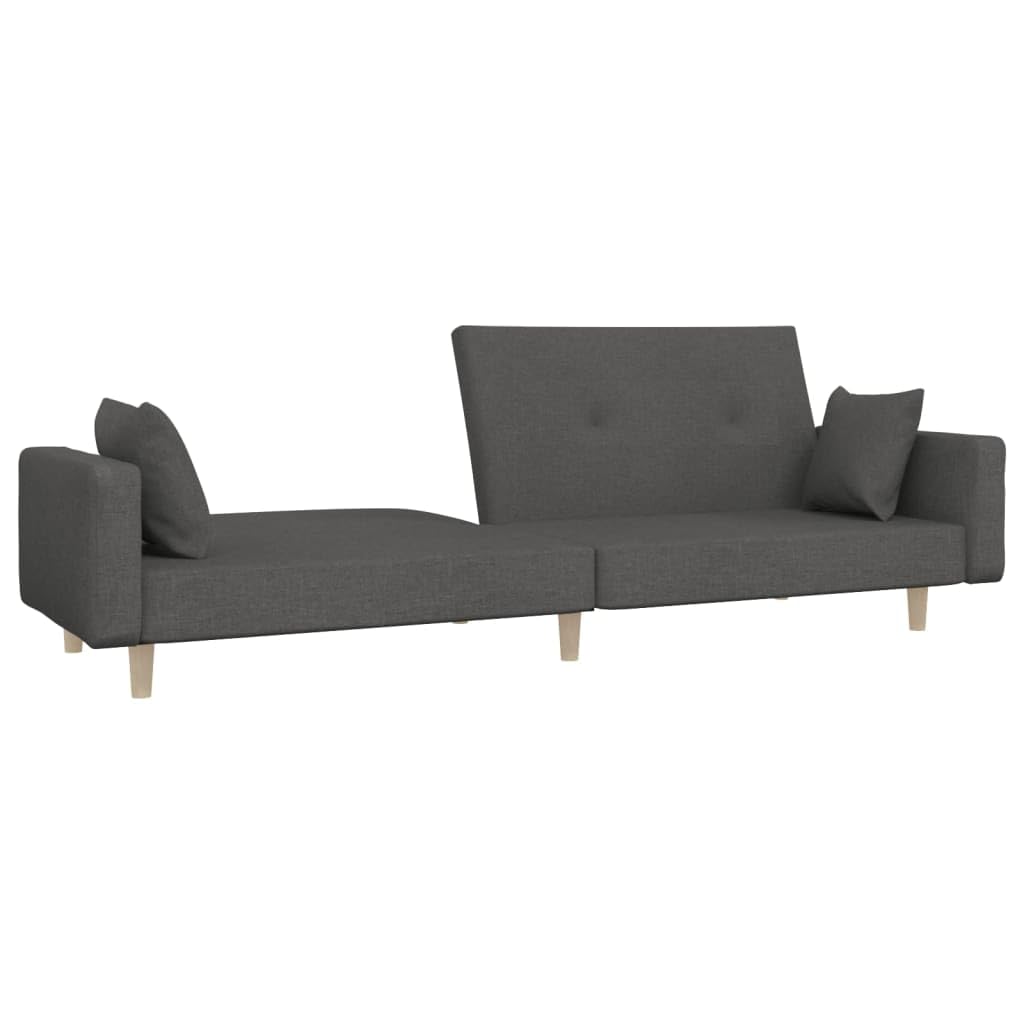 Divano Letto a 2 Posti con 2 Cuscini Grigio Scuro in Tessuto,Divano,Divano da Soggiorno,Design Moderno,Divano Posti Economico-375742