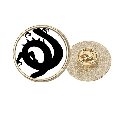 Broche dragon chinois rond métal doré clip vêtement motif asiatique