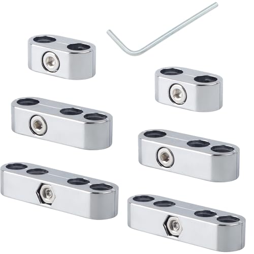 Amavoler 6 Pcs Universal Spark Plug Wire Separators Kit Plastic Fit for All 7mm 8mm 9.5mm Wire. (Chrome)