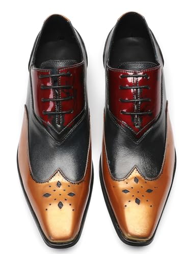Santimon Mens Oxfords Casual Dress Leather Three Tone Formal Derby Wedding Prom Ballroom Halloween Fashion Western Walking Shoes for Men4
