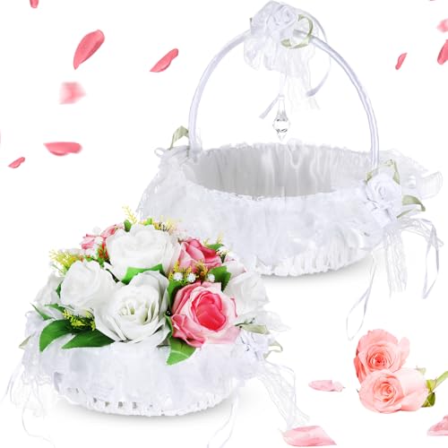 Honeydak 2 Pcs 9 Inch Wedding Flower Girl Baskets with