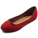Material: Kunstwildleder Ollio Damenschuh, Ballettschuhe, flach, Wildlederimitat, niedriger Absatz, Rot (rot), 40 EU