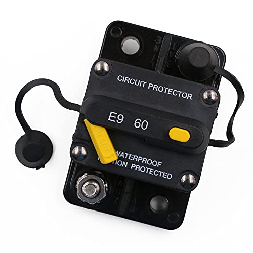 Gloaso Type 3 Thermal Circuit Breaker 60 Amp Heavy Duty Replacement Breakers 12V 24V 48V DC for Automotive RV Trucks Solar Boat Waterproof 60A Cover