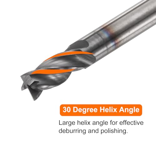 Image of HARFINGTON Carbide Square Nose End Mill Bit 1 /8 inch Cut Dia 4 Flutes TiAlN Coated Milling Cutter for Hardened Steel Metal (1 /8 inch Shank 1 /4 inch Cut Length 1-1 /2 inch Long 30 Degree Helix)
