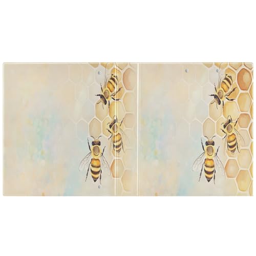 Image of 3 Ring Binder Bees Honeycomb Hive 1.5 inch Binders Three Ring Binders | 3 Ring Binder with Clipboard Fit 8.5'' x 11'' Paper 3 Interior PVC Clear Pockets for Office Supplies