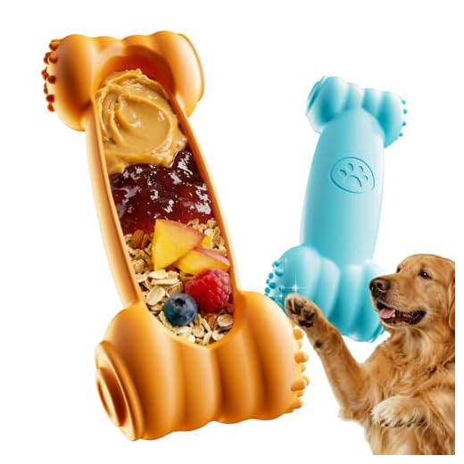 FOXMM 2-Pack Freeze Toys for Dogs Slow Feeder Dog Lick Bone Indestructible Chew Toy for Aggressive Chewers,Puppy Teething Relief,Fillable Enrichment Treat Toy Suitable for Small & Medium Breed(Nylon)