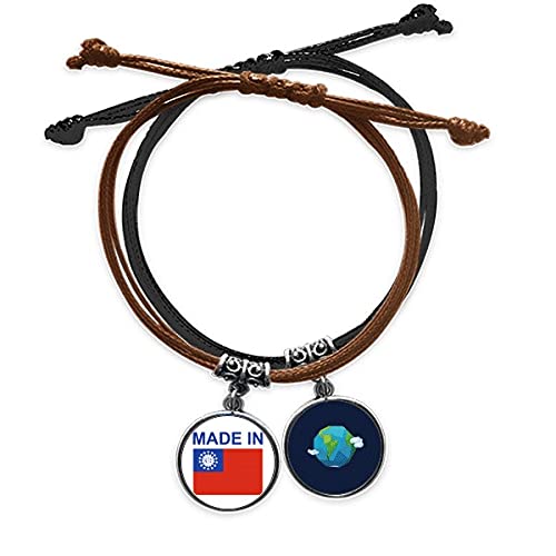Pulsera de cuerda de Myanmar con cadena de cuero trenzado ajustable unisex