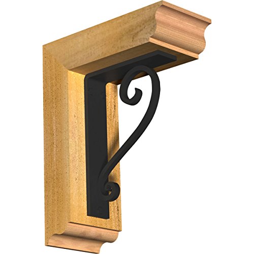 4"W x 9 1/2"D x 12"H Edwards Traditional Ironcrest Rough Sawn Bracket, Western Red Cedar (1 1/2"W x 5 1/2"D x 8"H Iron Bracket)