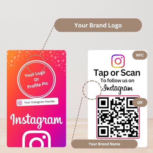 Custom Instagram NFC Card | With QR | With Logo & handle | 4K UV Printed by tinydabba - 3