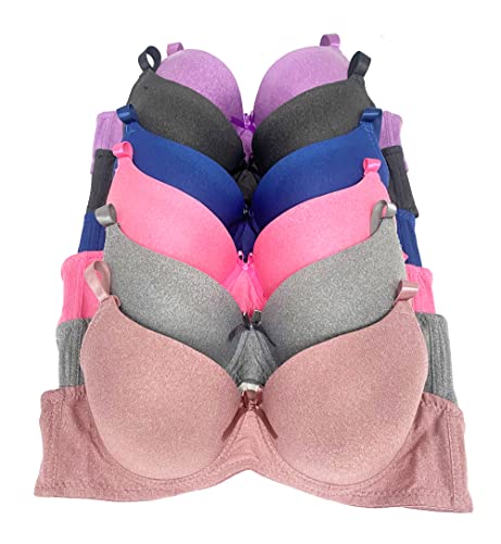 Image of Viola's Secret 6 Pack of Color Print T-Shirt Bras B Cup C Cup and D Cup