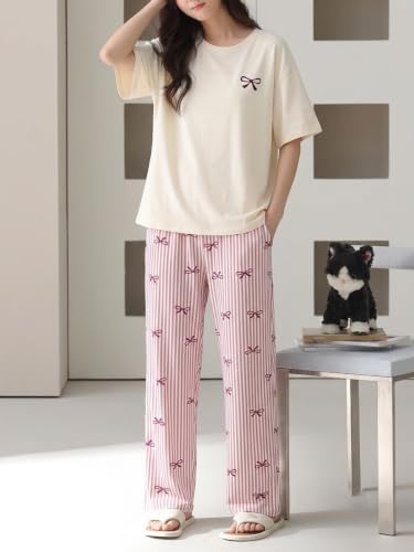 Image of Louis Luxe Cotton Blend Womens Korean Night Dress || Full Pyjama Set ||Korean Nightsuit || Women Nightwear ||Round Neck Full Sleeve Nightsuit || Loungewear || Everyday Nightdress (ND-10)