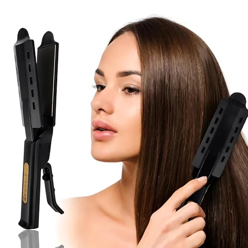 DOKMOE Steam Hair Straightener Professional Glider Ceramic Tourmaline Ionic Flat Iron, Straightens & Curls with 4 Temperature Adjustment, Hair Styling Tools, Titanium Coating Plate for All Hair Types