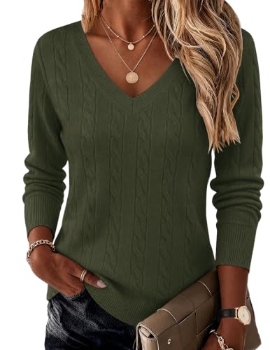 Image of HOTOUCH Womens Sweaters Long Sleeve Jumpers Lightweight Solid Knit Tops