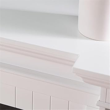 SEI Furniture - Henstinger Touch Screen Electric Fireplace with Bookcase - Transitional Design, White Glass and Wood - Ideal for Living Room, Bedroom (FR1154759)