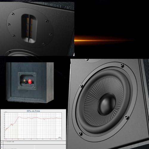SAMTRONIC 5.25" Bookshelf Speakers for Desktop, magnetically Shielded Carbon Fiber Woofer & Ribbon Tweeter, 30Hz-20kHz 2-Way Passive Speaker for Home Audio Stereo Amplifier by SAMTRONIC - Image 5