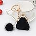 Luoshan 3 PCS Mini Unique Keychain Porte-Monnaie Femmes Pompon de Fourrure de Lapin en Peluche Boule Porteclés Porte-Filles Sacs Charm Femmes Porte-Monnaie Portefeuille (Noir) (Color : Black)