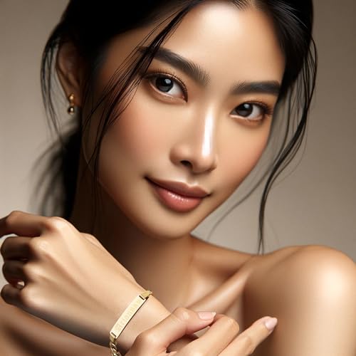 Tina&Co Personalized Stainless Steel Bracelets Name Bar Bracelet Custom Bracelet Gift For Mom Women-244