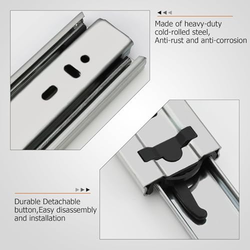 Image of LONTAN 1 Pair Side Mount Drawer Slides 14 Inch Heavy Duty Cabinet Rails