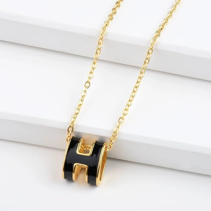 H Necklace, H earrings, Gold Stud Earrings for Women – Hypoallergenic Stainless Steel with H Enamel Color, Elegant & Trendy Jewelry for Sensitive Ears, Classic Round Enamel Earrings for Daily Wear2