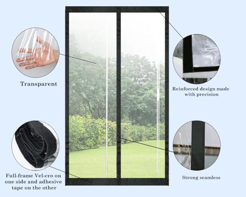 Image of The Furnishing Tree Magnetic AC Curtain | Transparent, Thermal-Insulated Door Screen | Hands-Free for Shops, Kitchens, Bedrooms, and AC Rooms, Fit Doors Upto - WxH(44 inchx78 inch), PVC Thickness 0.20 mm.