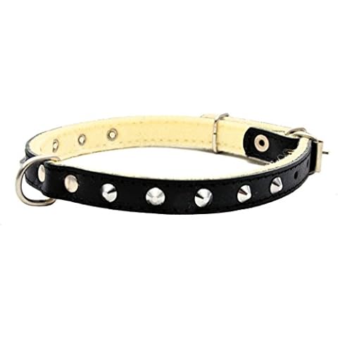 Zooleszcz Black Studded Real Leather Dog Collar Cover