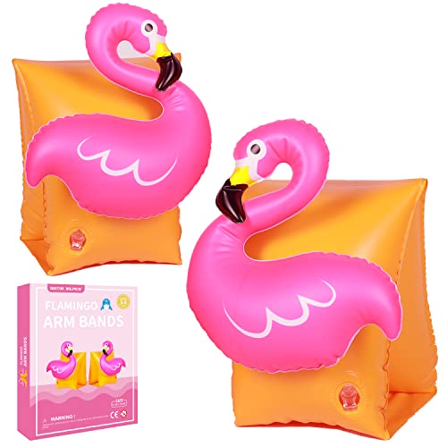 Schwimmflügel, Orange Einwegventil Schwimmhilfe für 1-6 Kinder und Kleinkinder 10-60 kg PVC Material Sicheres Schwimmen im Kinder Schwimmbad Pool, Hallenbad, Freibad, Meer und See (Flamingo) Cover
