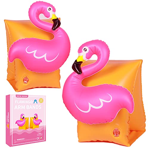 Flamingo Arm Bands for Kids - Inflatable Swimming Arm Bands, Suitable for Ages 3-6 up to 66lbs, PVC Material, Ideal Float Pool and Water Swim Training Aids for Babie