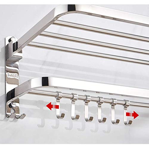Porte-serviettes mural étagère double acier inoxydable 68 cm robuste - 4