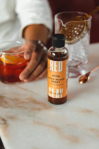 Red Clay Spicy Peach Hot Honey - Gluten Free - Paleo Spicy Honey - 100% Pure, Raw Wildflower Honey - Infused Honey With Habanero Peppers & Real Peach Juice - Great For Spicy Pizza Topping & More - 9 Oz #TOP5