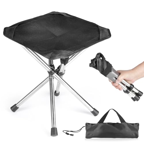 SWAWIS Taburete Plegable Banqueta Plegable Pequeño Taburete Plegable Camping para Camping para Interiores y Exteriores Camping Senderismo Caza Picnic Viaje etc, Negro