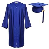 Newrara Graduation Gown Cap Tassel Set (Large 51(5'6'-5'8'), Blue)