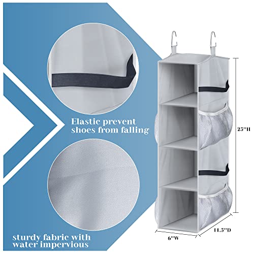 Sleeping Lamb Short Hanging Shoe Organizer For Closet Storage With Mesh Side Pockets Holds 8 Pairs, Hanging Shoe Rack Hanger Rv, Camper, Grey #TOP4
