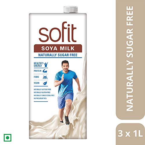 Image of Sofit SOYA Milk Chocolate, 1 LTR (Pack of 3) + Sofit SOYA Milk Sugar Free, 1 LTR (Pack of 3)