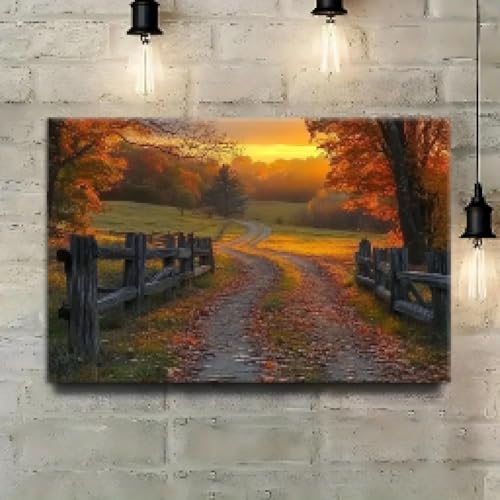 Tableau salon design automne grand format pour moderniser mur blanc terne